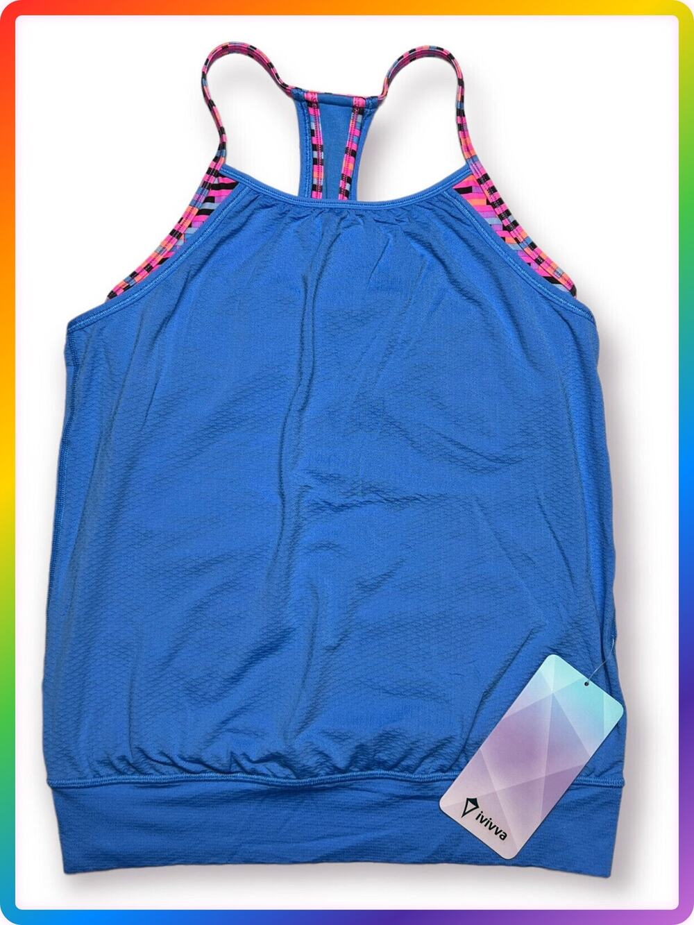 Lululemon IVIVVA Double Dutch Layer Tank SIZE Girls 12 Blue Lightweight Top NWT